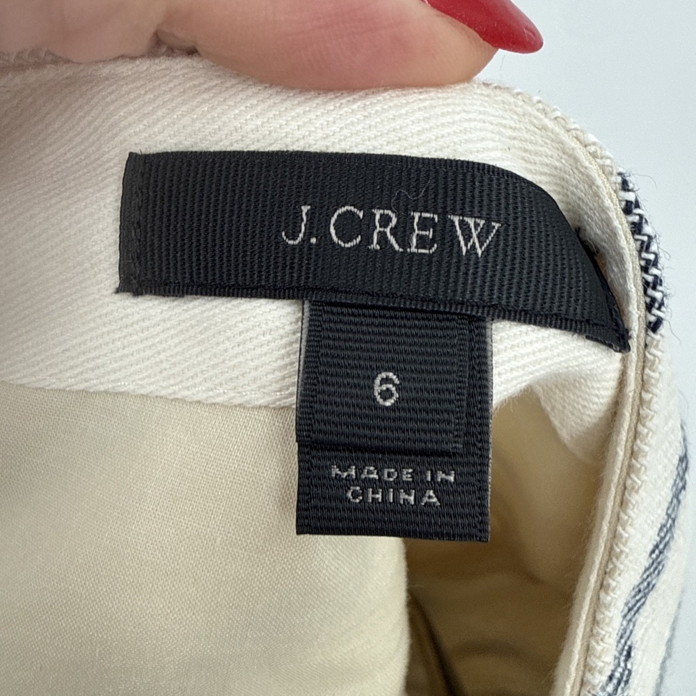 J. Crew Womens Striped 100% Linen Faux Wrap Mini Skirt Size 6 Preppy Coastal - Picture 4 of 7